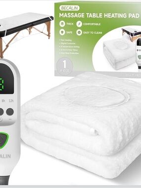 White Heated Massage Table Pad - Electric Warming Blanket